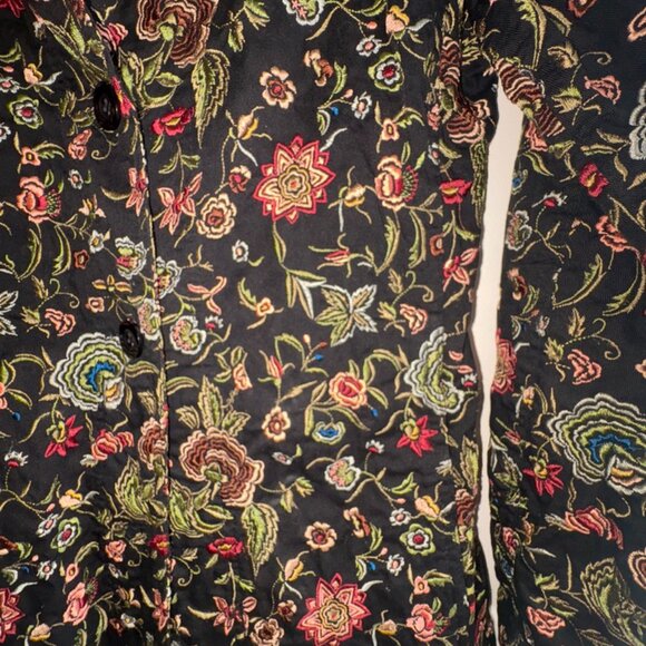 VINTAGE JOHNNY WAS Embroidered Floral 100% Cotton Jacket Overcoat Stunning XS - Picture 6 of 13